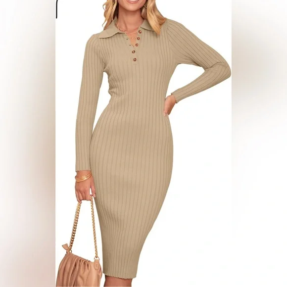 open lace back dress V Neck Ribbed Jumper Dress  Secret Label